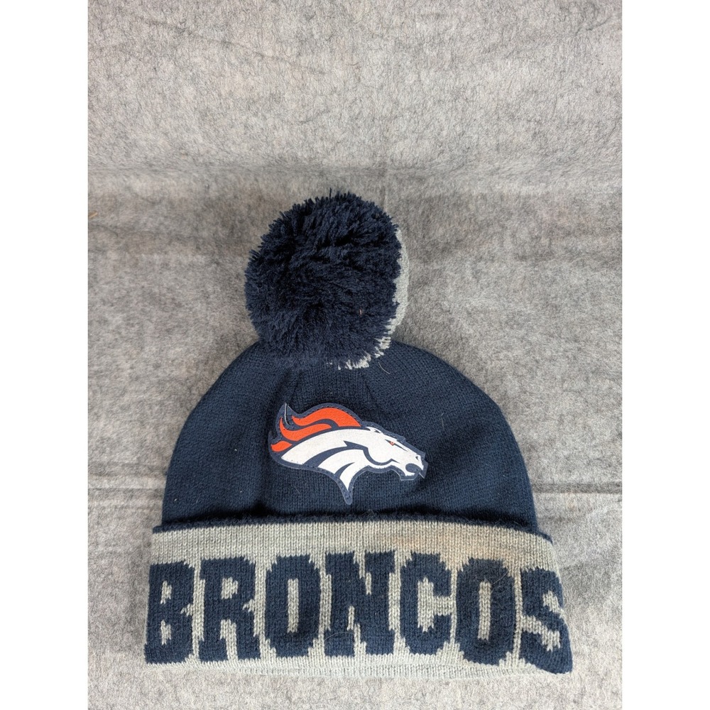 Touch Denver Broncos NFL Navy Grey‎ Cuffed Pom Knit Beanie Hat